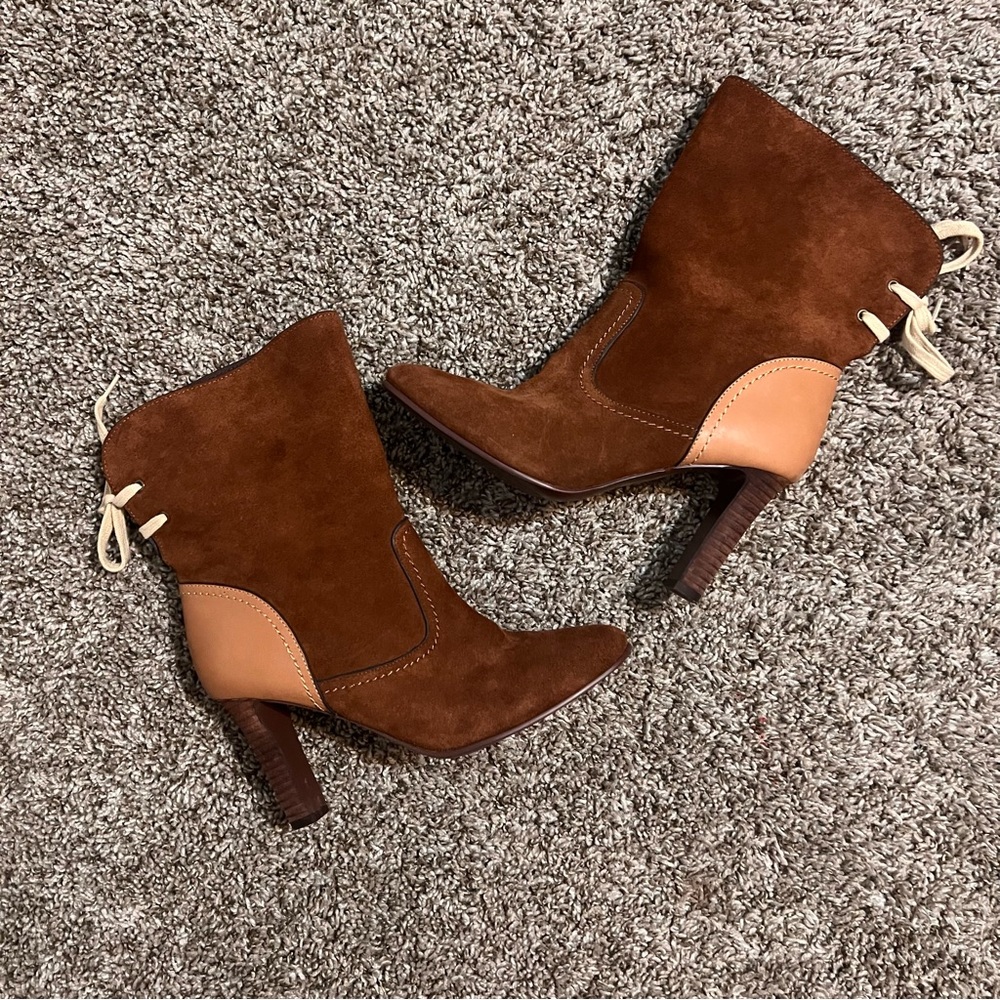 See by Chloe Elegant Brown Suede Ankle Boots size 37 1/2 - Picture 10 of 14